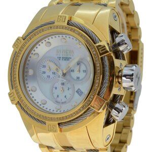 Men's 50mm Invicta Bolt Zeus Gold Tone Diamond Bezel Chrono Watch! Ref: 15455!